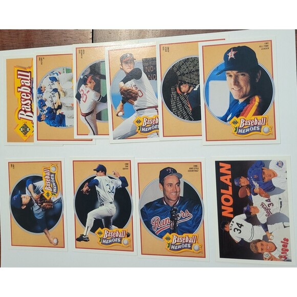 1991-92 Upper Deck Baseball Heroes Nolan Ryan Set 10-18 w/ Header Card - Picture 1 of 5